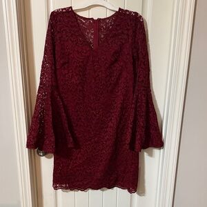 White House Black Market Deep Red Lace Dress